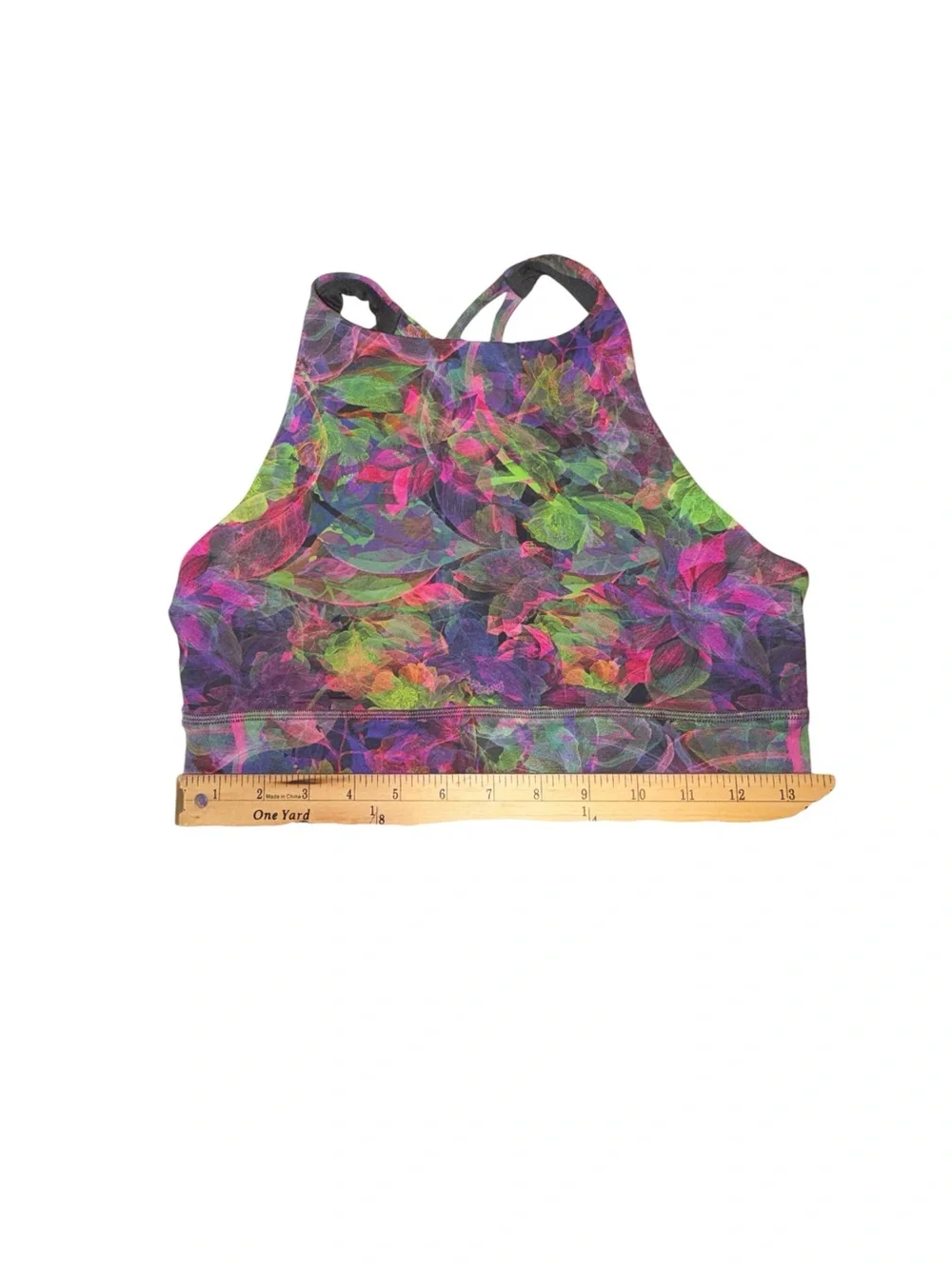 Lululemon Energy High-Neck Longline Tough Bra Vivid Floral Tone Multi Size 8